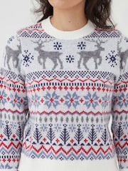 Society 8 Black Womens Fairisle Pattern Christmas Jumper - Image 4 of 4