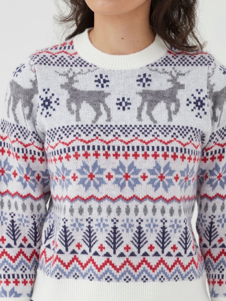 Society 8 Black Womens Fairisle Pattern Christmas Jumper - Image 4 of 4