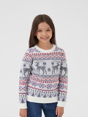 Society 8 White Girls Fairisle Christmas Jumper - Image 3 of 4