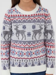 Society 8 White Girls Fairisle Christmas Jumper - Image 4 of 4