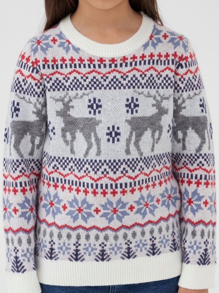 Society 8 White Girls Fairisle Christmas Jumper - Image 4 of 4