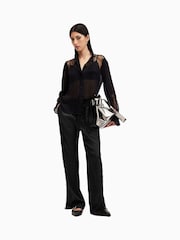 AllSaints Black Tyler Lace Trousers - Image 1 of 9