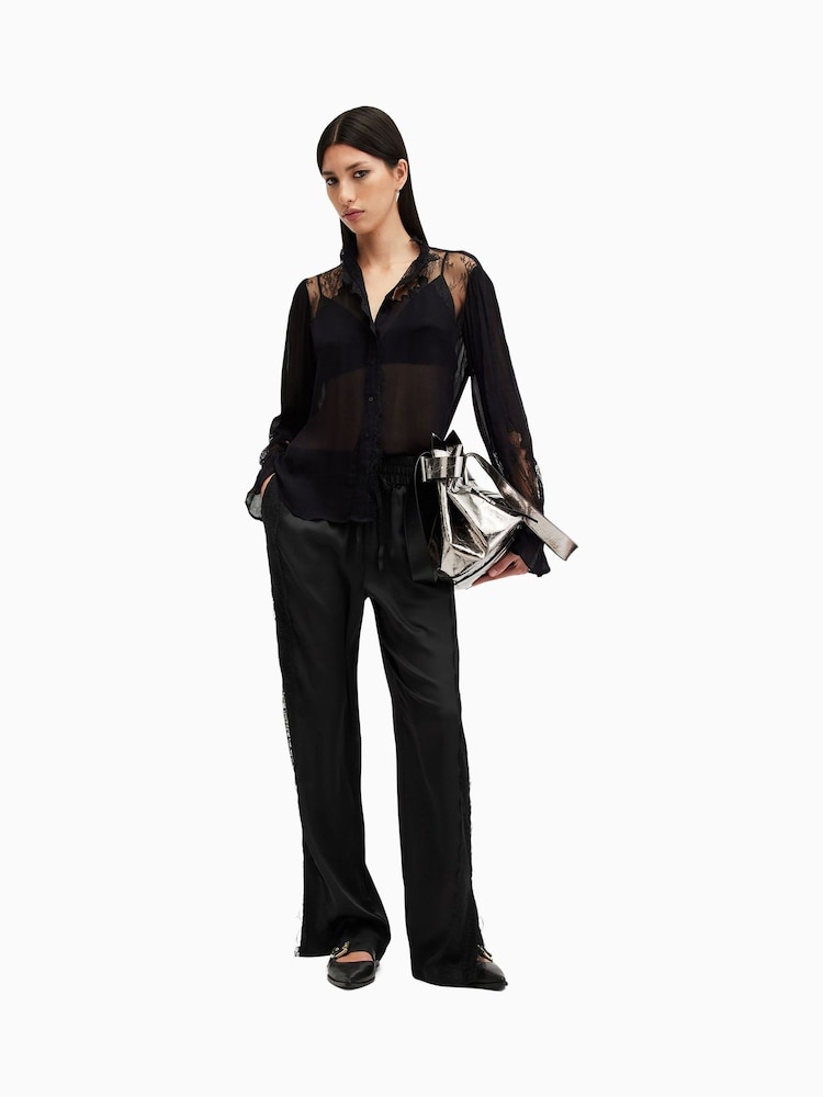 AllSaints Black Tyler Lace Trousers - Image 1 of 9
