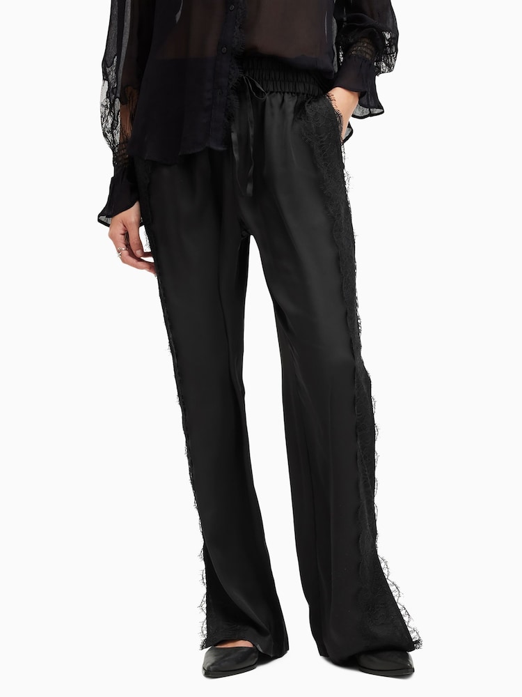 AllSaints Black Tyler Lace Trousers - Image 2 of 9