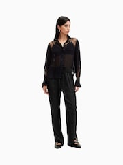 AllSaints Black Tyler Lace Trousers - Image 4 of 9