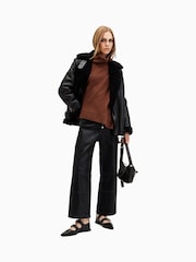 AllSaints Brown Lock Roll Neck Jumper - Image 1 of 8