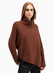 AllSaints Brown Lock Roll Neck Jumper - Image 2 of 8