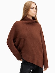 AllSaints Brown Lock Roll Neck Jumper - Image 4 of 8