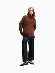 AllSaints Brown Lock Roll Neck Jumper - Image 6 of 8
