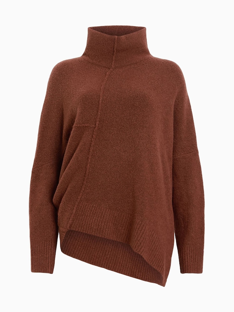 AllSaints Brown Lock Roll Neck Jumper - Image 8 of 8