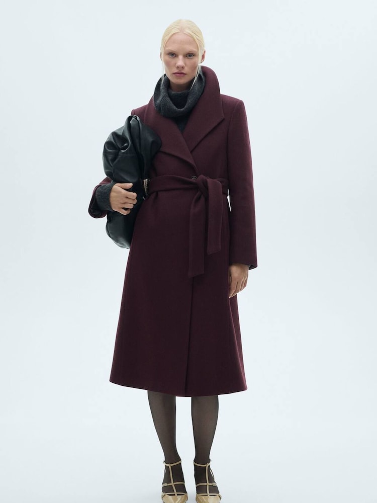 Mango Burgundy Smart Coat - Image 1 of 7 Mango Burgundy Smart Coat - Image 1 of 7