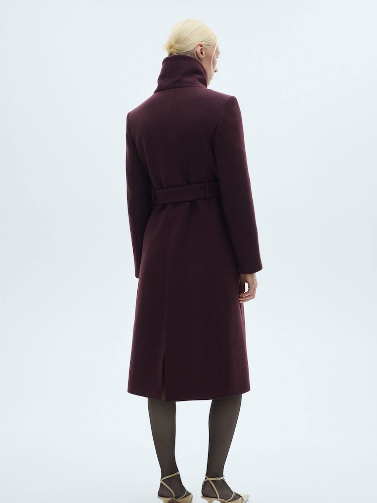 Mango Burgundy Smart Coat - Image 2 of 7 Mango Burgundy Smart Coat - Image 2 of 7