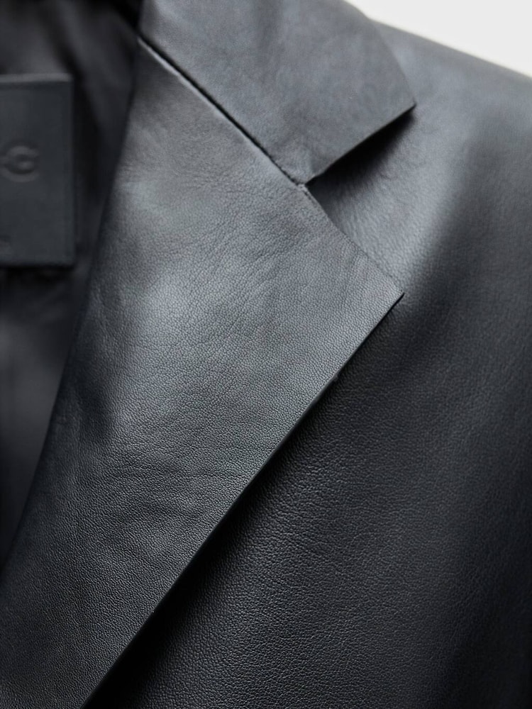 Mango Black 100% Leather Cropped Jacket - Image 7 of 7 Mango Black 100% Leather Cropped Jacket - Image 7 of 7
