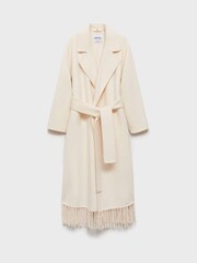 Mango Cream Fringe Wool-Blend Coat - Image 4 of 5