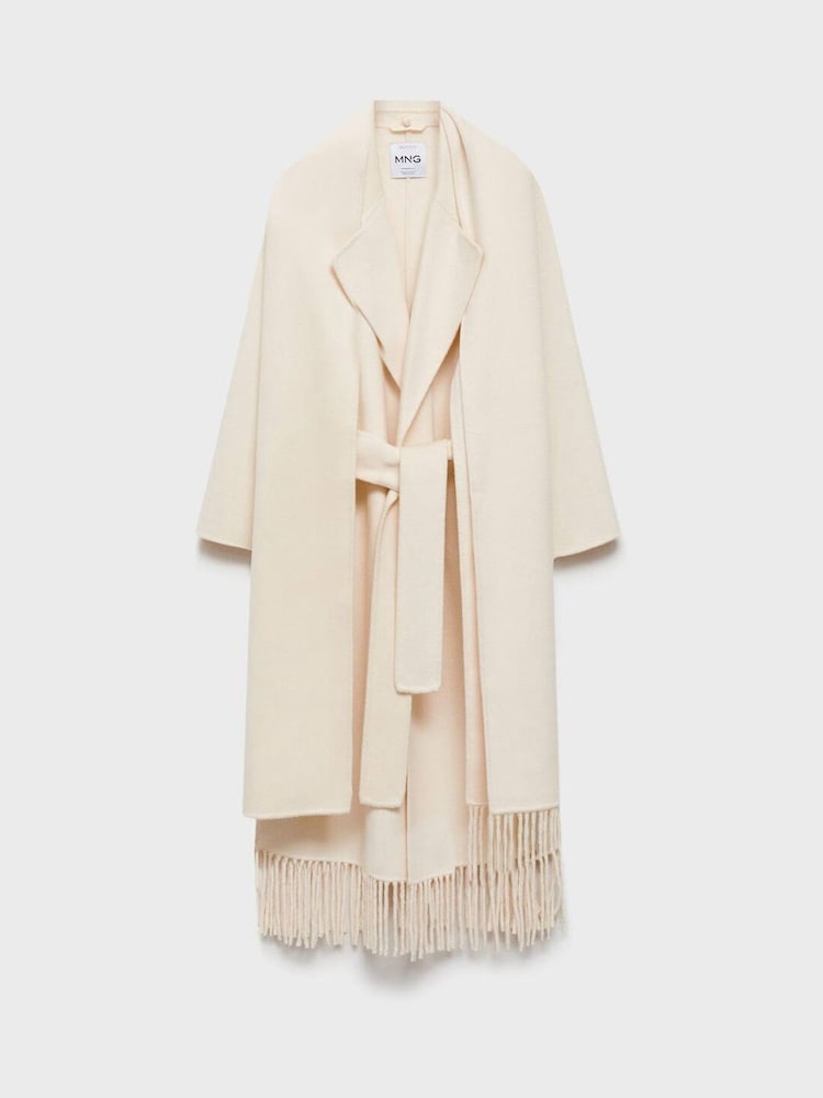 Mango Cream Fringe Wool-Blend Coat - Image 5 of 5