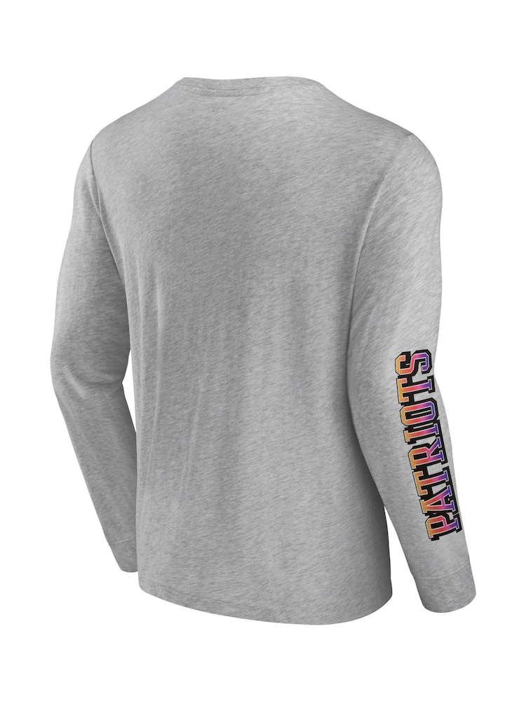 Fanatics Grey 100% Cotton NFL New England Patriots Gradient Long Sleeve Crew T-Shirt - Image 2 of 3 Fanatics Grey 100% Cotton NFL New England Patriots Gradient Long Sleeve Crew T-Shirt - Image 2 of 3