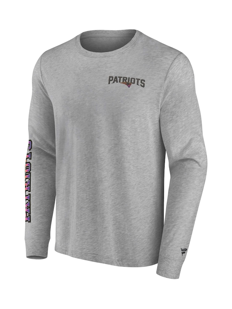 Fanatics Grey 100% Cotton NFL New England Patriots Gradient Long Sleeve Crew T-Shirt - Image 3 of 3 Fanatics Grey 100% Cotton NFL New England Patriots Gradient Long Sleeve Crew T-Shirt - Image 3 of 3