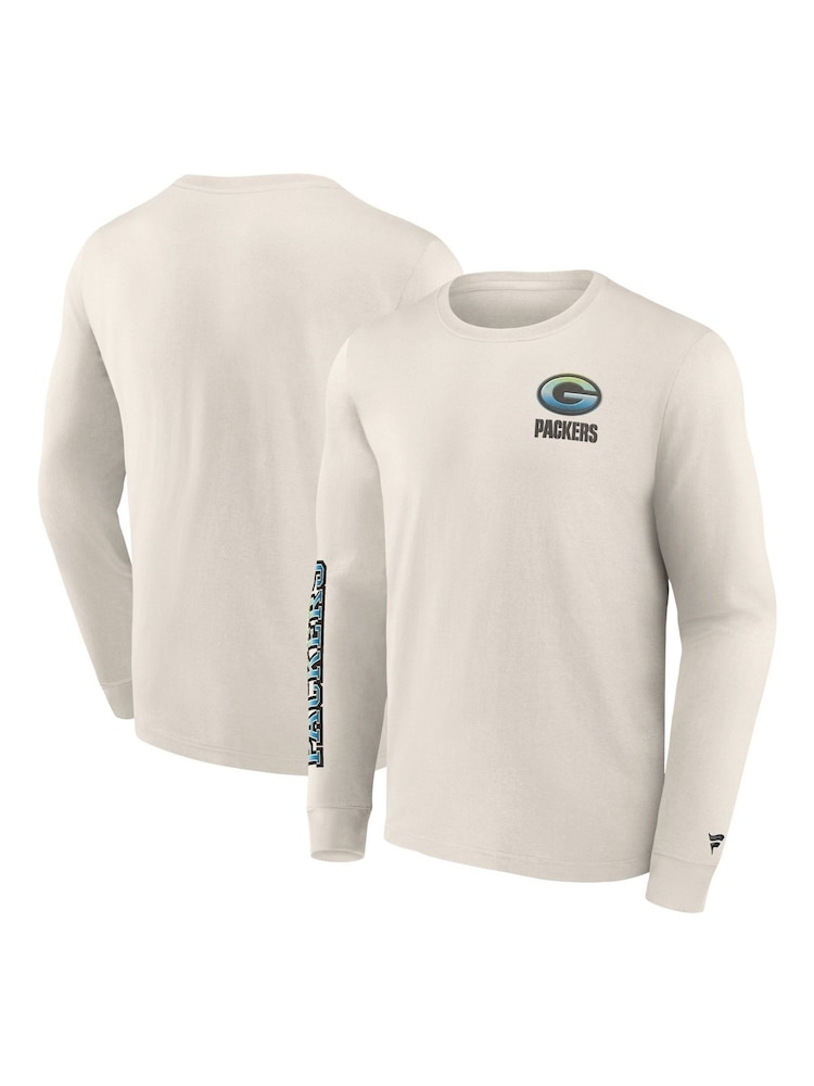 Fanatics 100% Cotton NFL Bay Packers Gradient Long Sleeve Crew White T-Shirt - Image 1 of 3