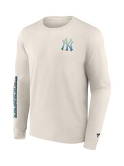 Fanatics 100% Cotton MLB New York Yankees Gradient Long Sleeve Crew White T-Shirt - Image 3 of 3