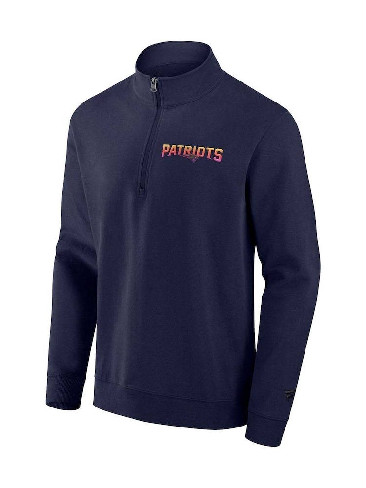 Fanatics Blue NFL New England Patriots Gradient 1/2 Zip Crew Sweatshirt - Image 1 of 2