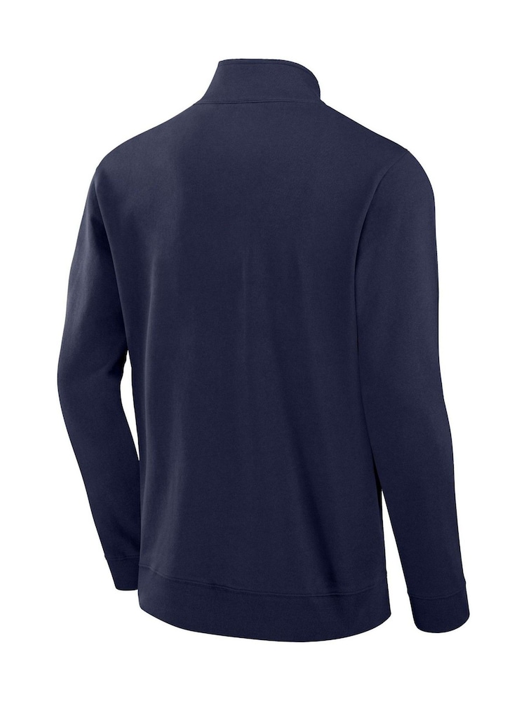 Fanatics Blue NFL New England Patriots Gradient 1/2 Zip Crew Sweatshirt - Image 2 of 2
