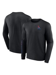 Fanatics MLB Los Angeles Dodgers Gradient Long Sleeve Crew 100% Cotton Black T-Shirt - Image 1 of 3