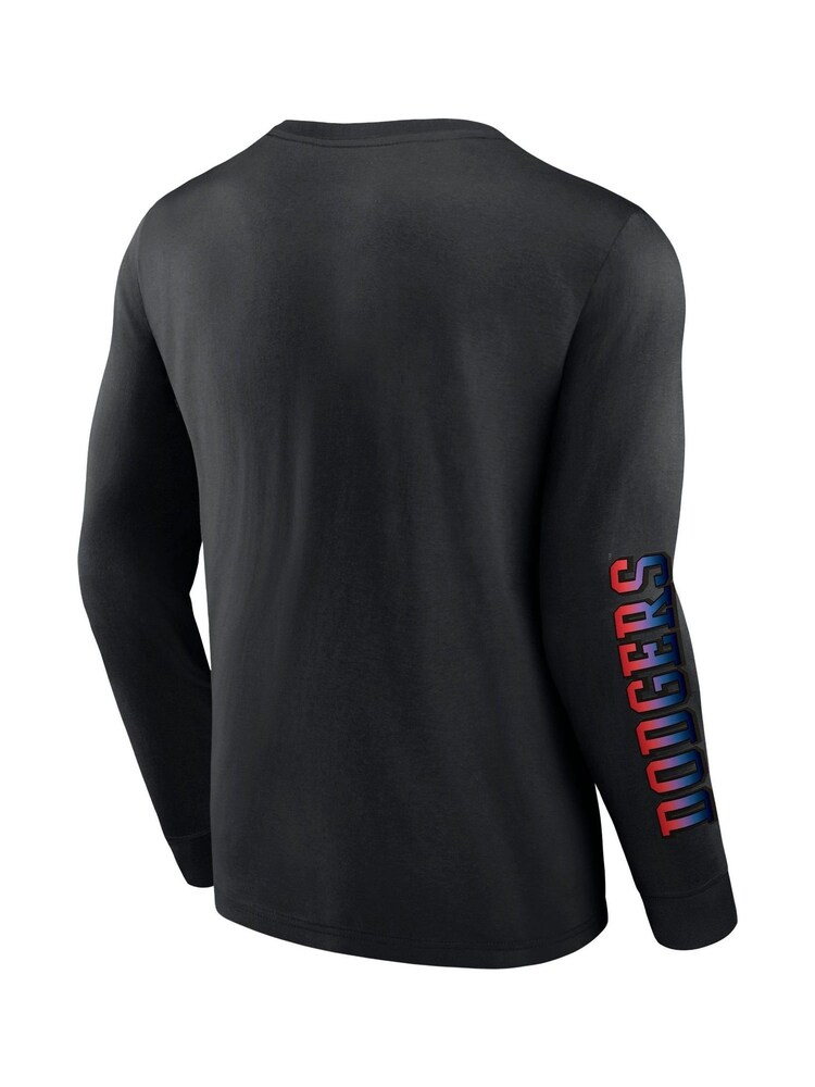 Fanatics MLB Los Angeles Dodgers Gradient Long Sleeve Crew 100% Cotton Black T-Shirt - Image 3 of 3