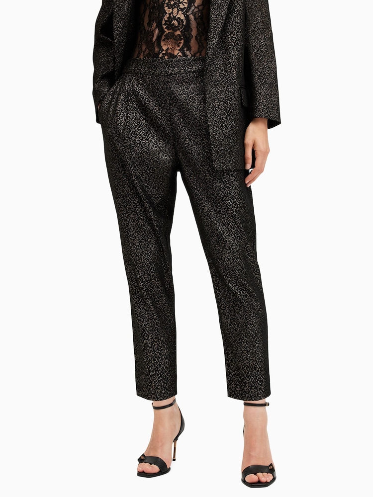 AllSaints Black Aleida Lux Trousers - Image 2 of 6