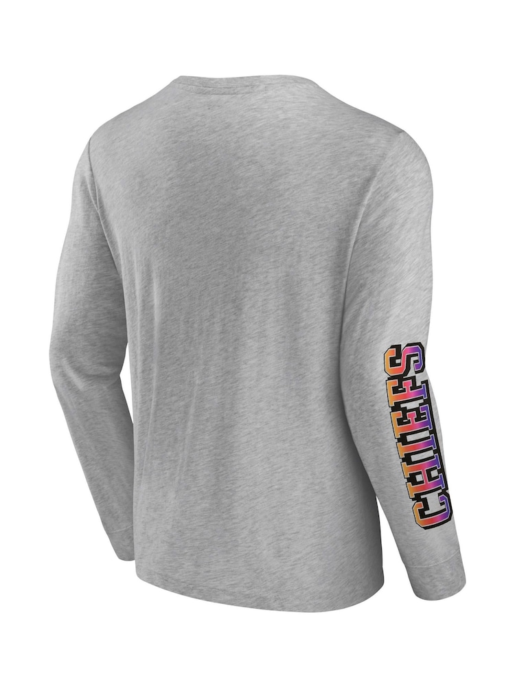 Fanatics Grey NFL Kansas City Chiefs Gradient Long Sleeve Crew 100% Cotton T-Shirt - Image 2 of 3
