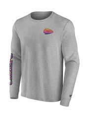 Fanatics Grey NFL Kansas City Chiefs Gradient Long Sleeve Crew 100% Cotton T-Shirt - Image 3 of 3