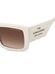 Marc Jacobs White Ivo Rectangular Flat Top Sunglasses - Image 3 of 5