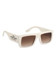 Marc Jacobs White Ivo Rectangular Flat Top Sunglasses - Image 4 of 5