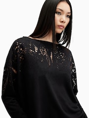 AllSaints Black Rita Snake Effect T-Shirt - Image 2 of 7