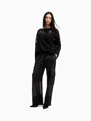 AllSaints Black Rita Snake Effect T-Shirt - Image 4 of 7