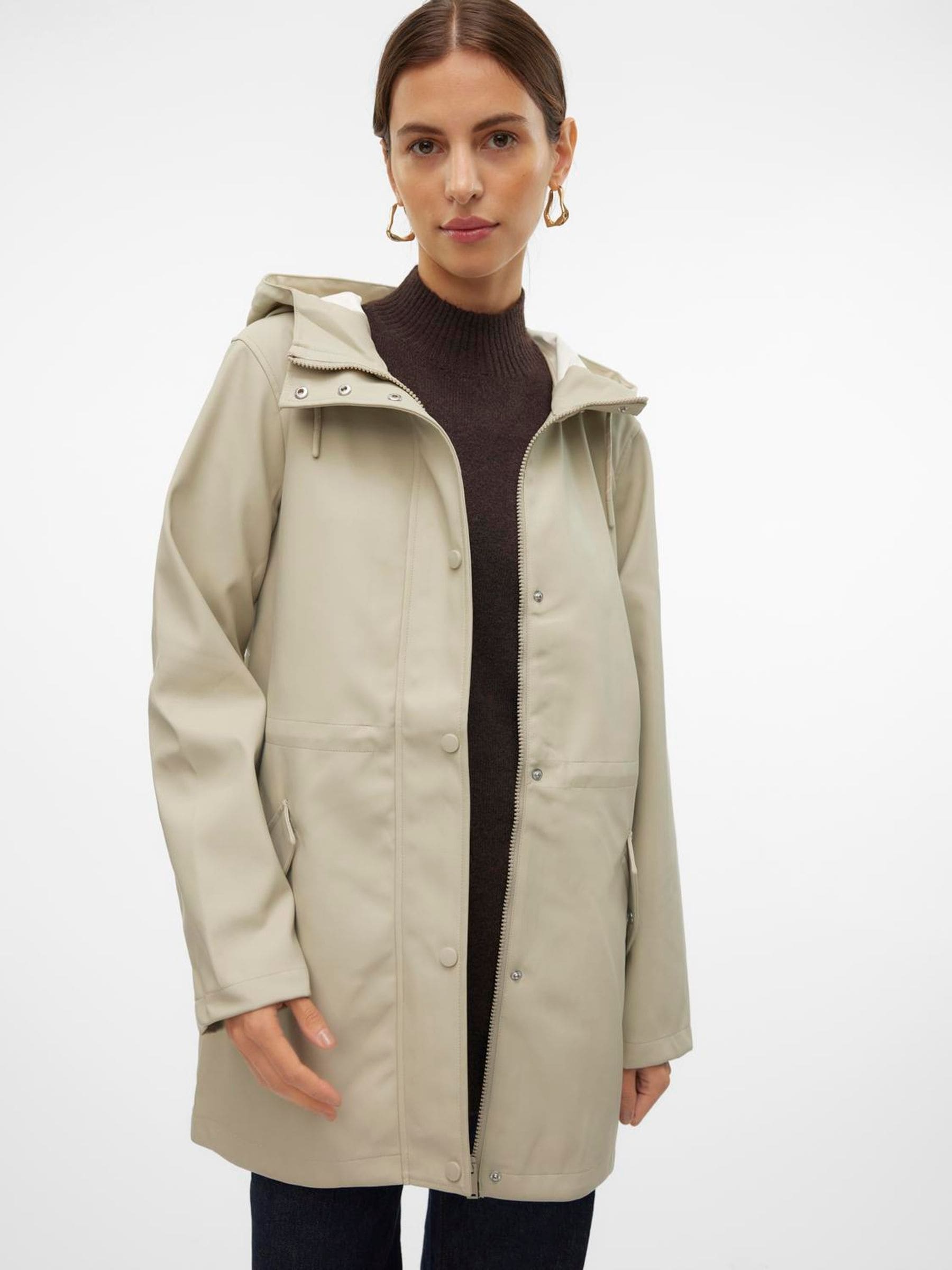 VERO MODA Grey Coated Waterproof Rain Jacket L 12 Womens