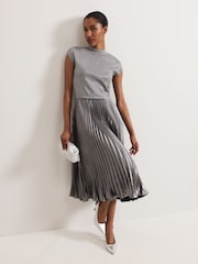 Phase Eight Silver Jayla Metallic Knit Dress - Image 1 of 7