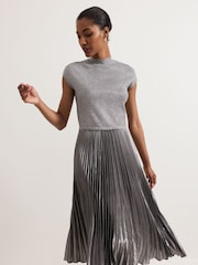 Phase Eight Silver Jayla Metallic Knit Dress - Image 3 of 7