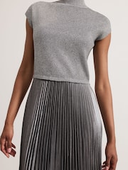 Phase Eight Silver Jayla Metallic Knit Dress - Image 4 of 7