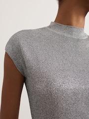 Phase Eight Silver Jayla Metallic Knit Dress - Image 5 of 7
