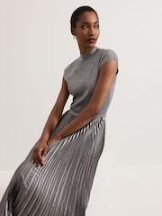 Phase Eight Silver Jayla Metallic Knit Dress - Image 6 of 7