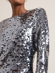 Phase Eight Silver Rhia Sequin Mini Dress - Image 4 of 7