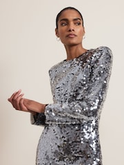 Phase Eight Silver Rhia Sequin Mini Dress - Image 5 of 7