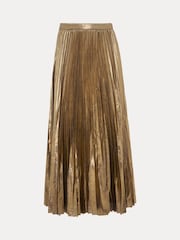 Phase Eight Gold Dhalia Foil Pleated Skirt - Image 7 of 7