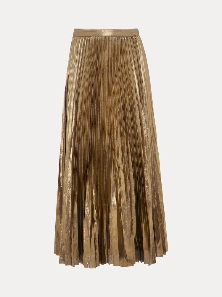 Phase Eight Gold Dhalia Foil Pleated Skirt - Image 7 of 7