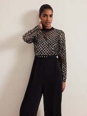 Phase Eight Black Amelia Sequin Bodice Jumpsuit - Image 4 of 8