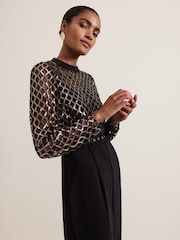 Phase Eight Black Amelia Sequin Bodice Jumpsuit - Image 5 of 8