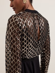 Phase Eight Black Amelia Sequin Bodice Jumpsuit - Image 7 of 8