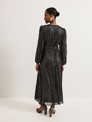 Phase Eight Black Emre Shimmer Burnout Midi Dress - Image 2 of 7