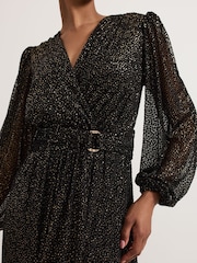 Phase Eight Black Emre Shimmer Burnout Midi Dress - Image 5 of 7