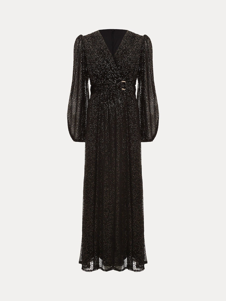 Phase Eight Black Emre Shimmer Burnout Midi Dress - Image 7 of 7